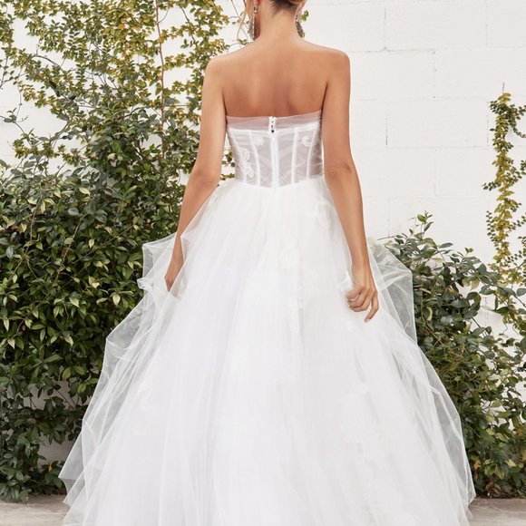OFF WHITE LACE BRIDAL Wedding AURORA TULLE GOWN A-LINE Dress AL1050